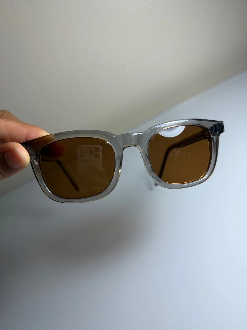Clear Frame Brown Lens Sunglasses - Men